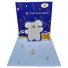 Blue 3D Card with the writing "Just have fun!"