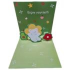 Green 3D card with the writing "Enjoy yourself!"
