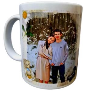 custom printed cup with a photo of a couple