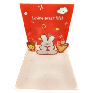 Red 3D Card with the writing "loving sweet life!"