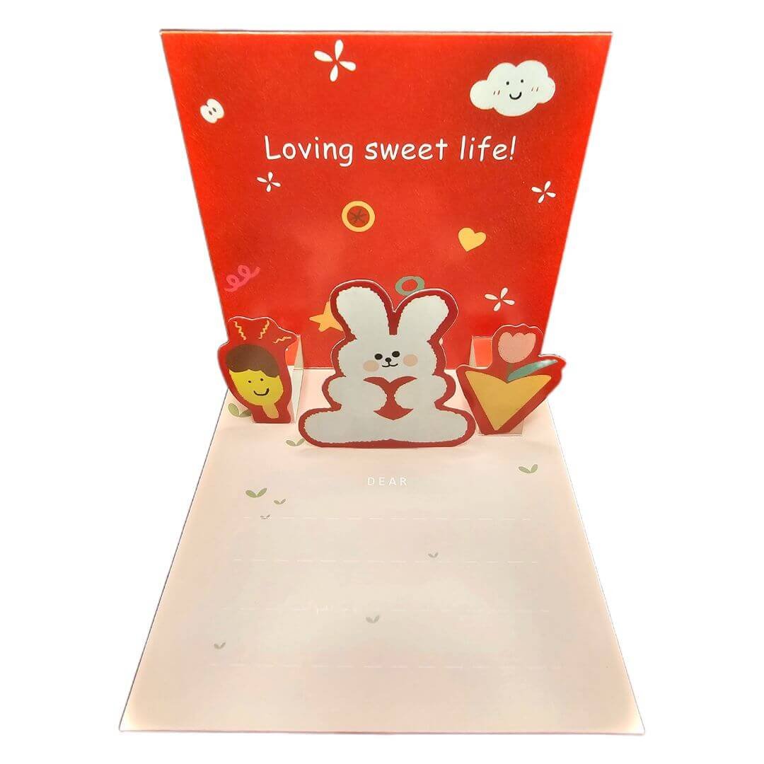 Red 3D Card with the writing "loving sweet life!"